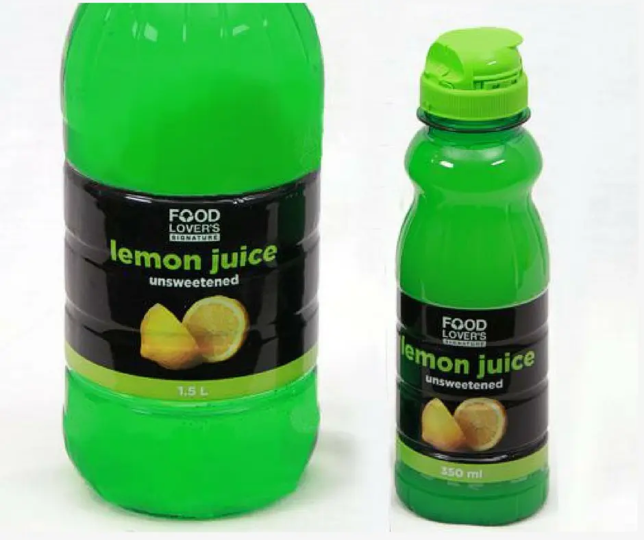 Bottles of lemon juice