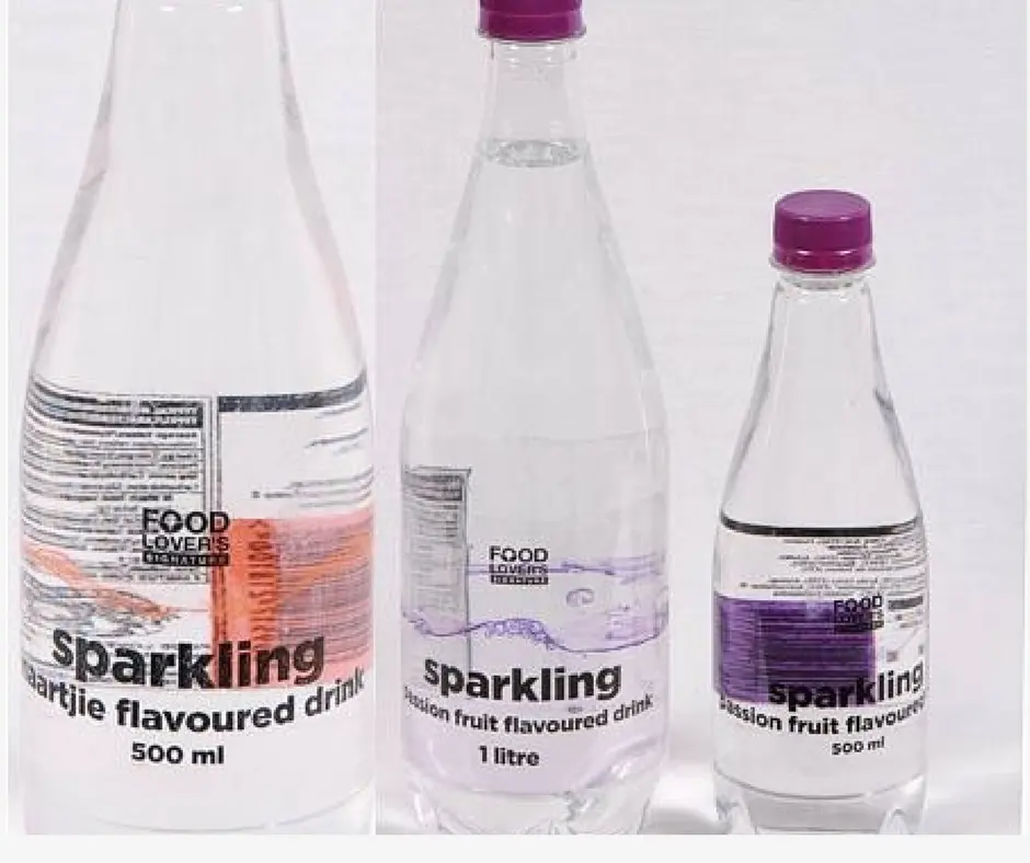 Bottles of sparkling flavoured water